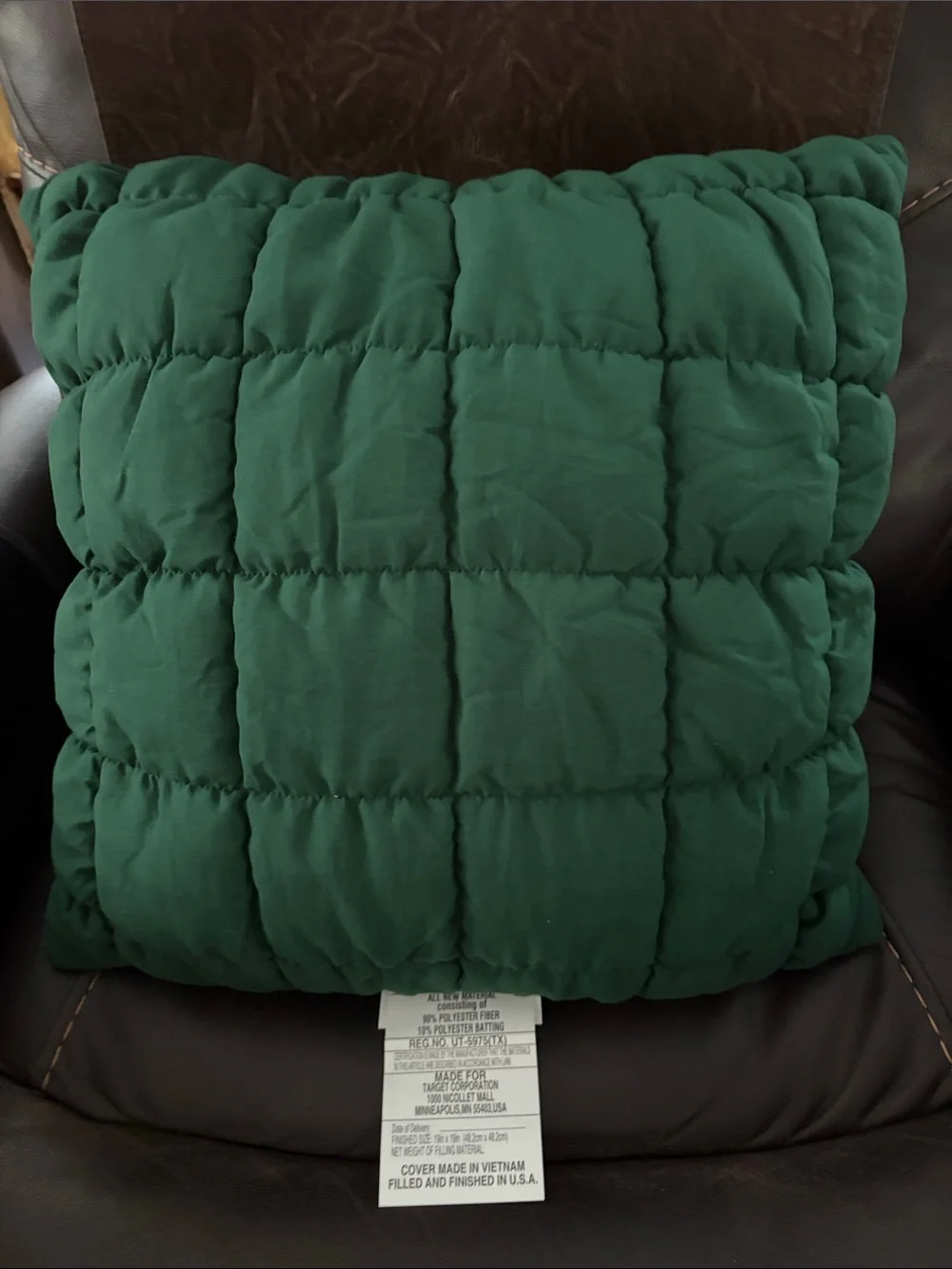 Room Essentials Quilted Forest Green Throw Pillow